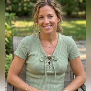 Anthropologie Olive Lace-Up Ribbed Top